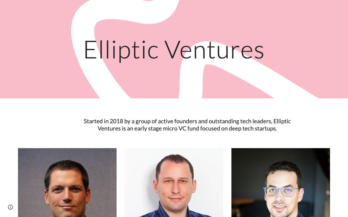 Elliptic Ventures website preview