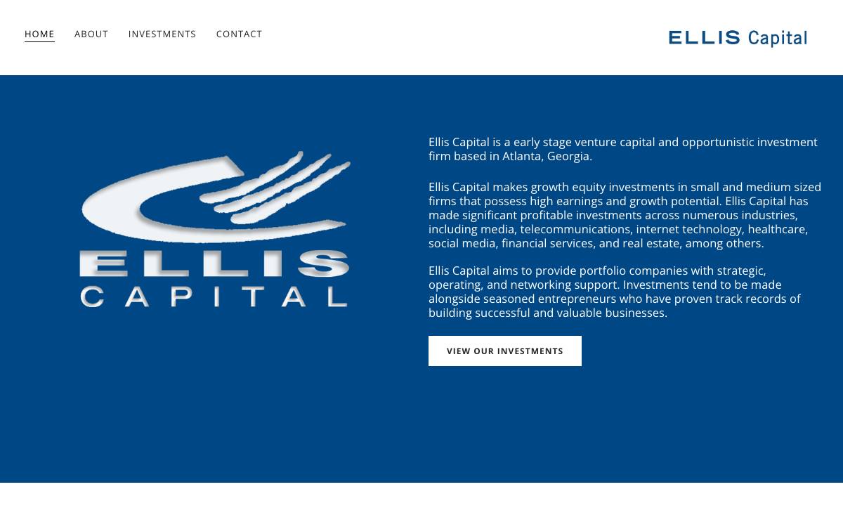 Ellis Capital website preview