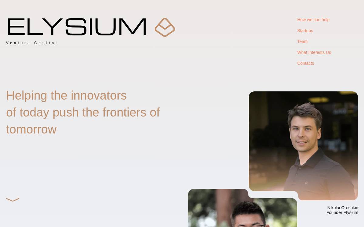 Elysium Ventures website preview