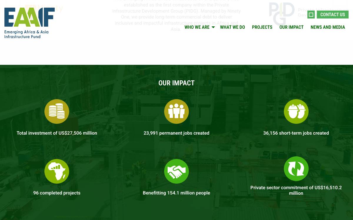 Emerging Africa Infrastructure Fund website preview