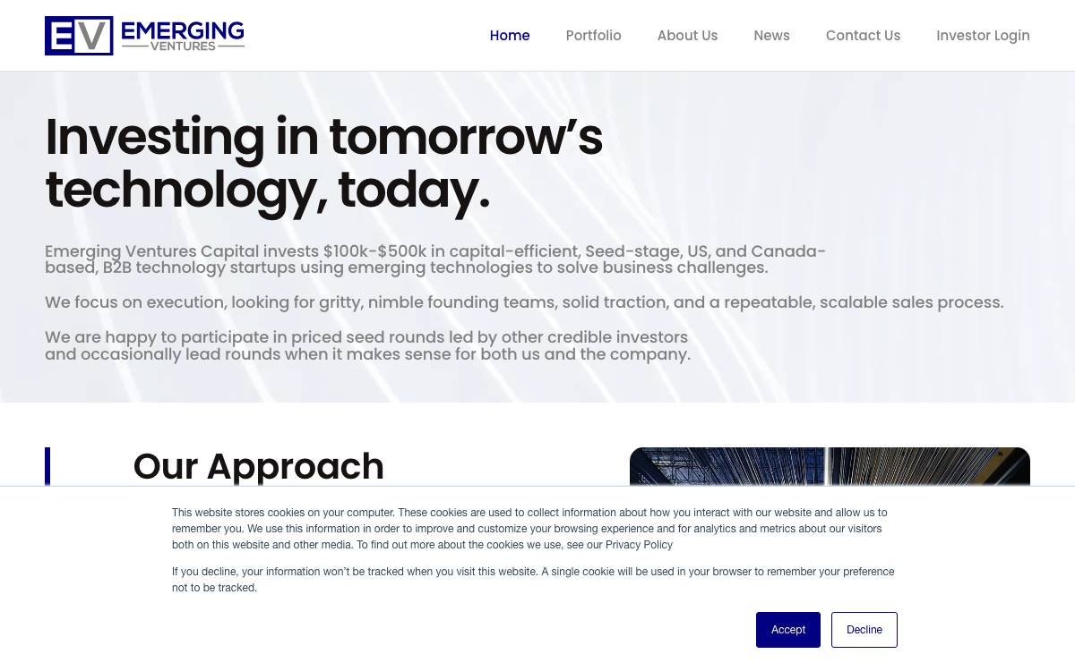 Emerging Ventures website preview