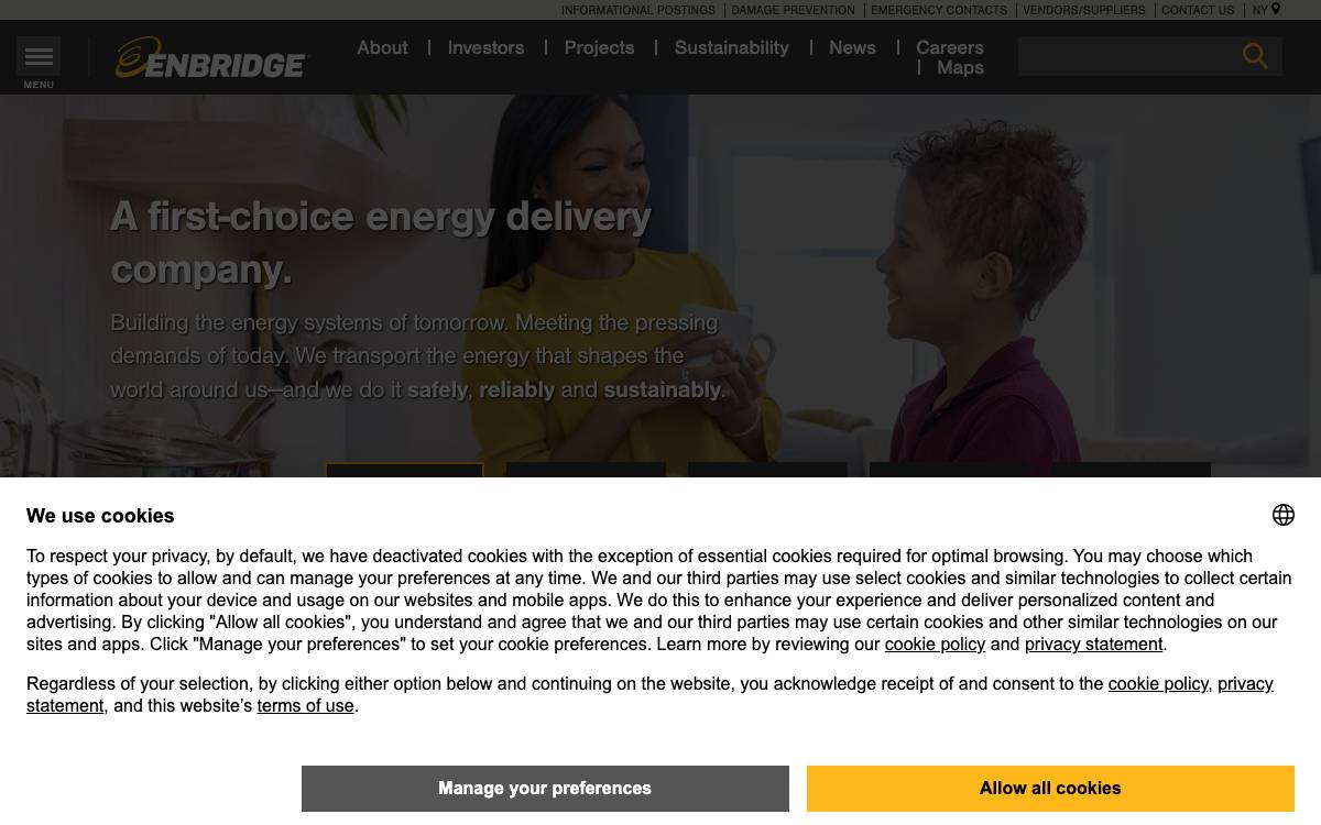 Enbridge website preview