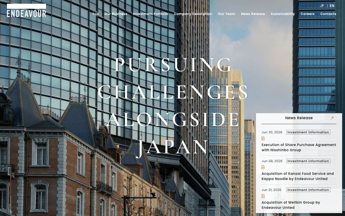 Endeavour United website preview