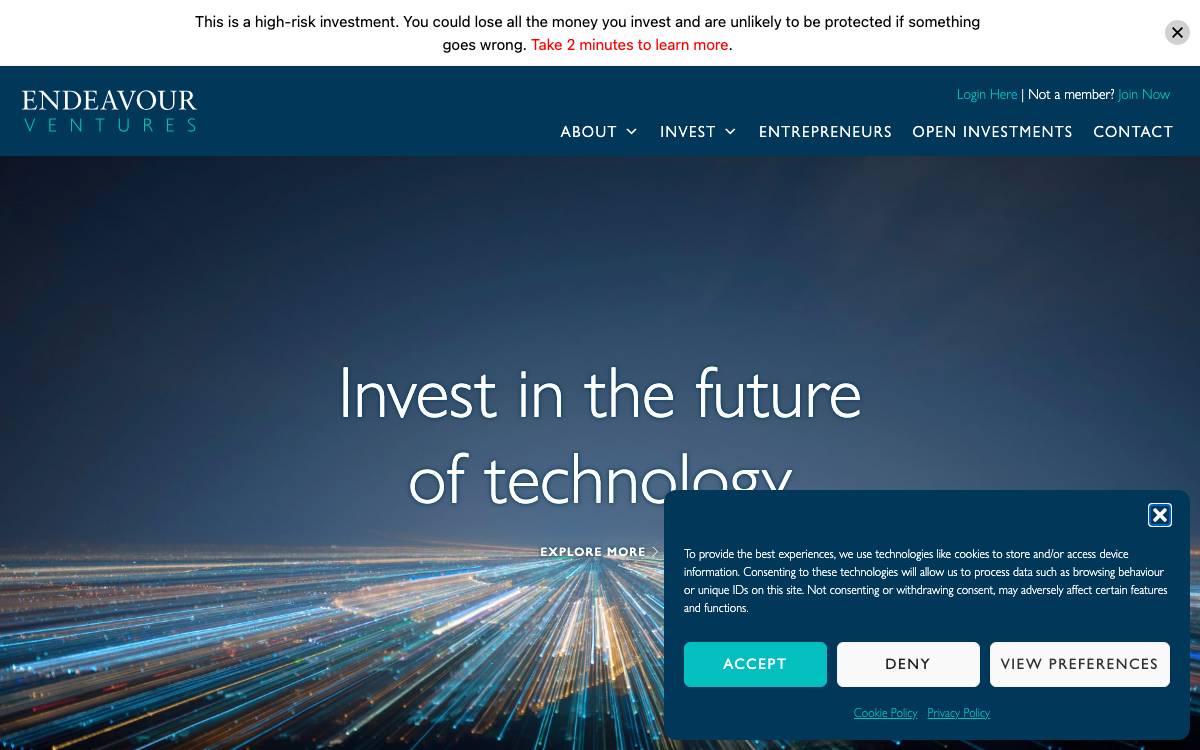 Endeavour Ventures Ltd. website preview