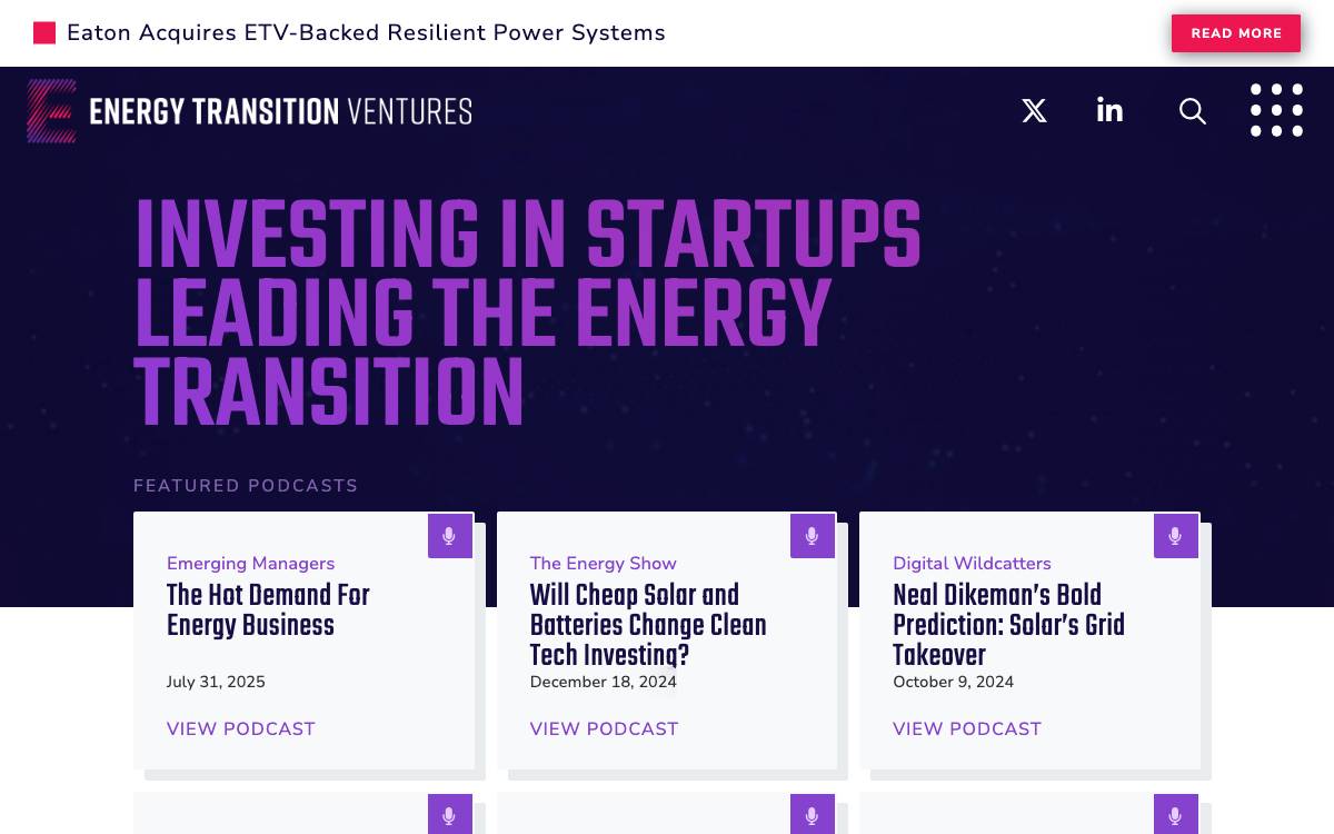 Energy Transition Ventures website preview
