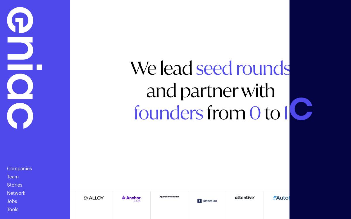 Eniac Ventures website preview