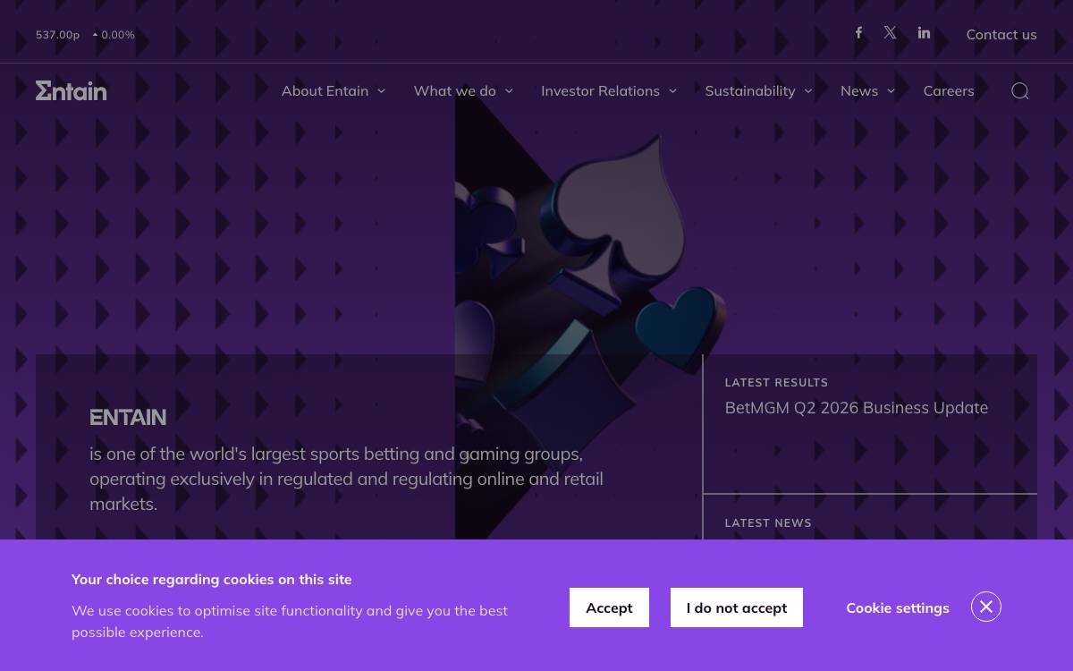 Entain Group plc website preview