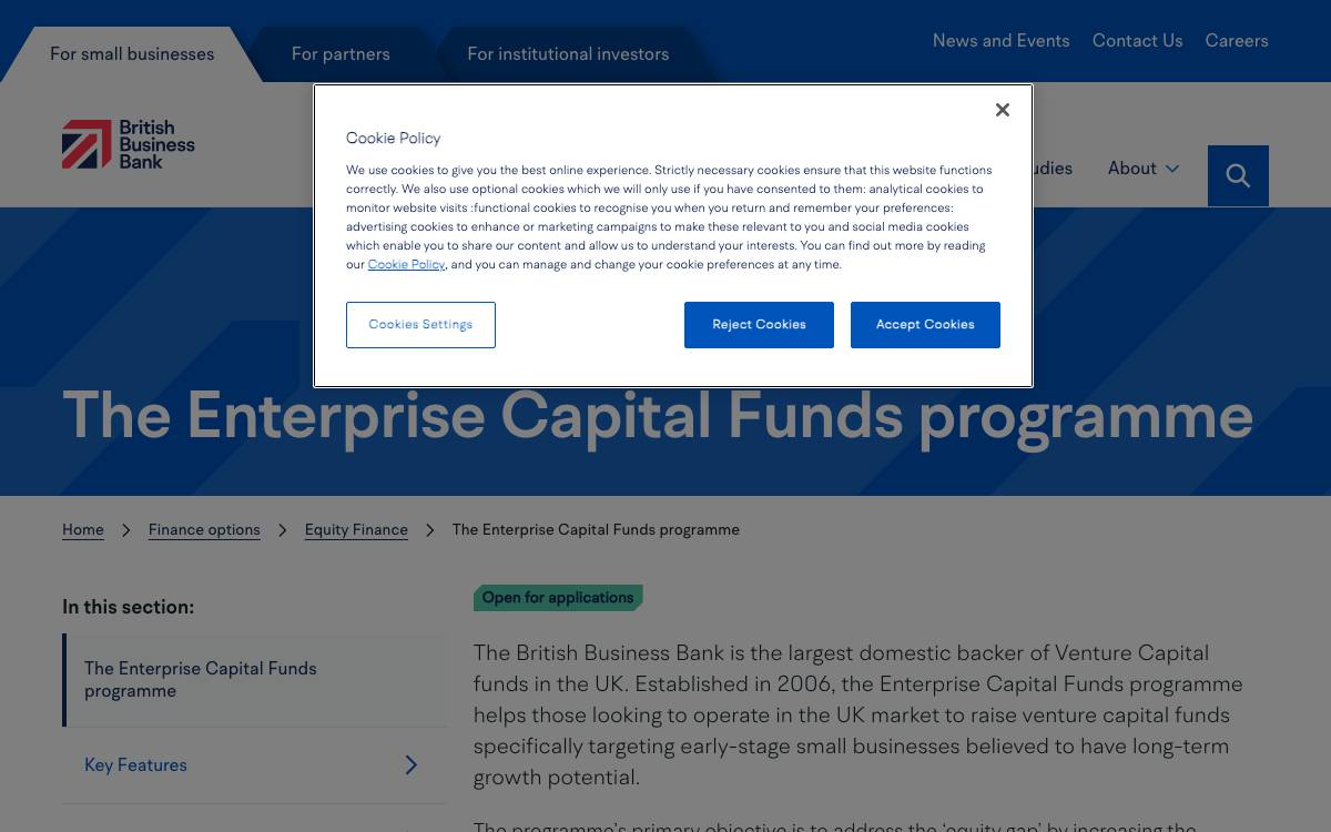 Enterprise Capital Funds website preview