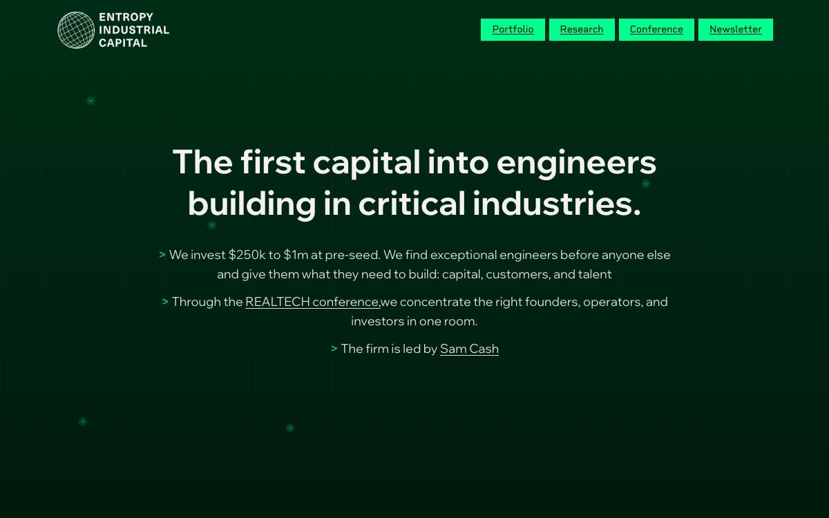 Entropy Industrial Capital website preview