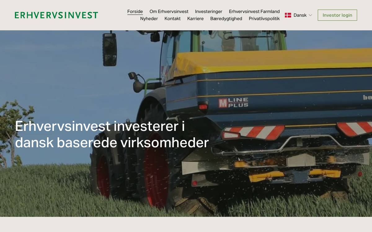 Erhvervsinvest website preview