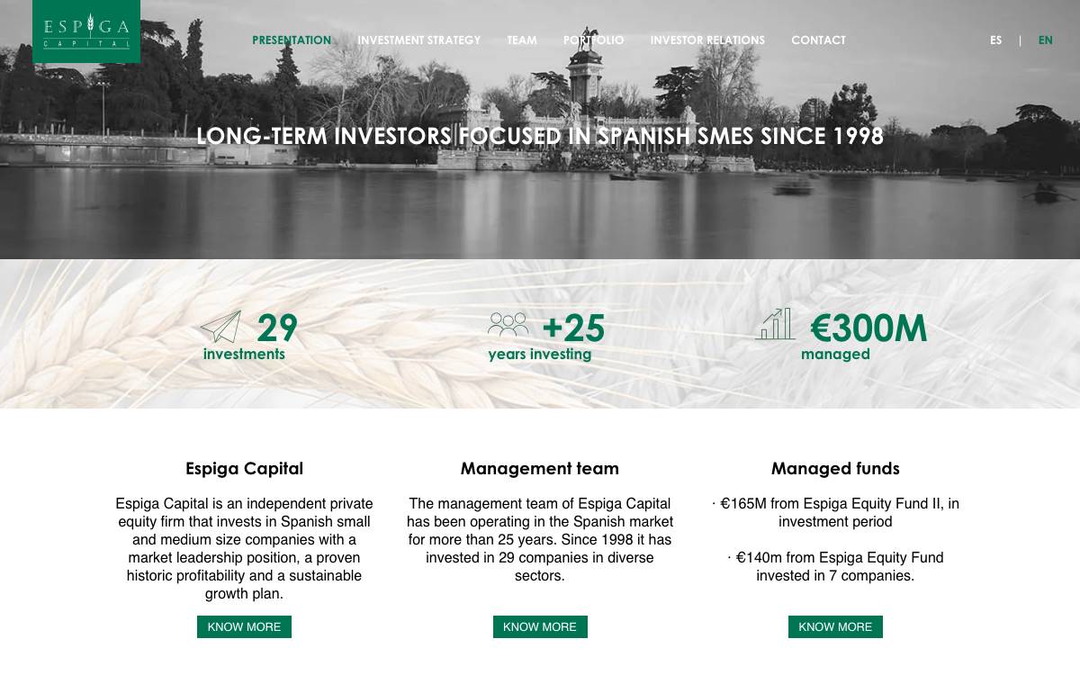 Espiga Equity Partners SGEIC SA website preview