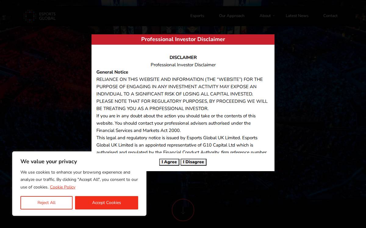 Esports Global website preview
