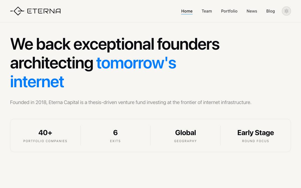 Eterna Capital website preview
