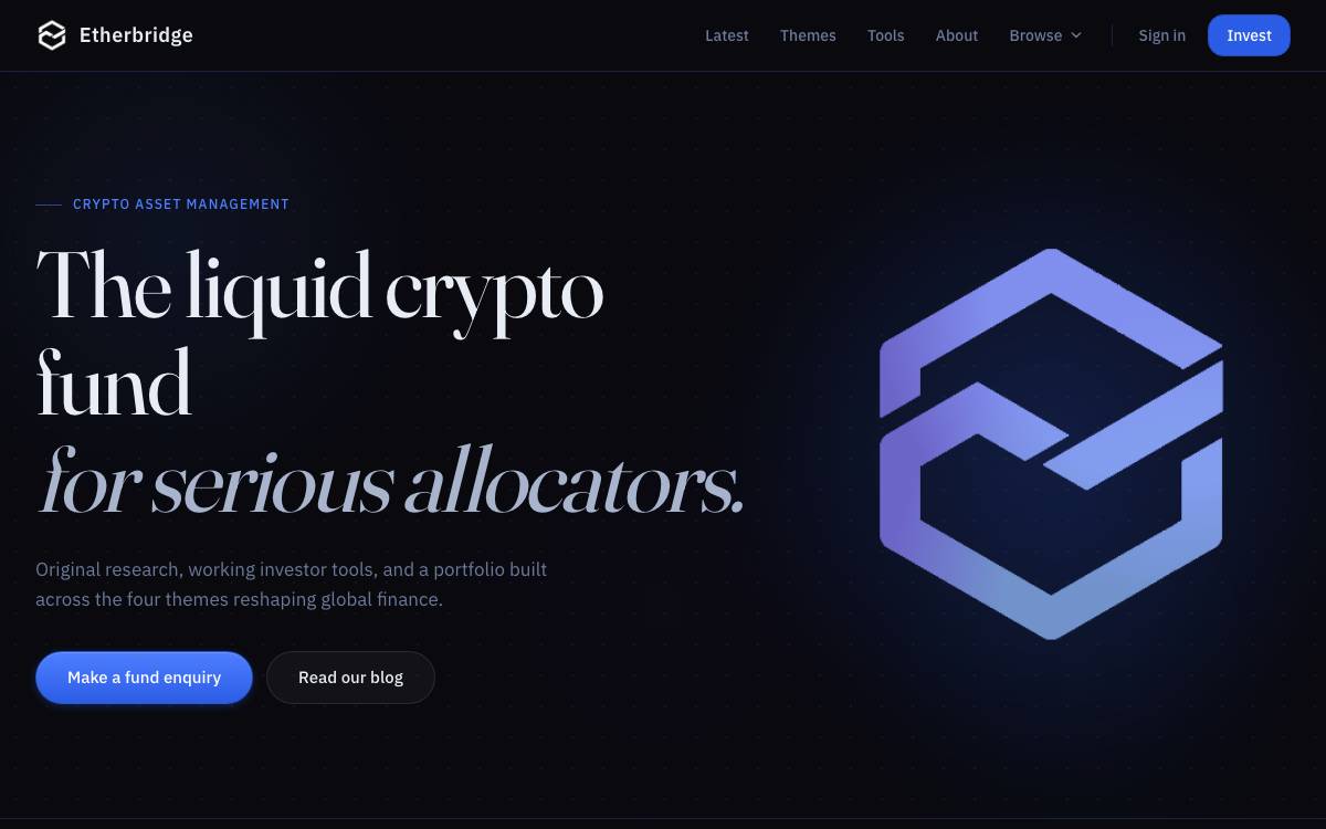 Etherbridge website preview