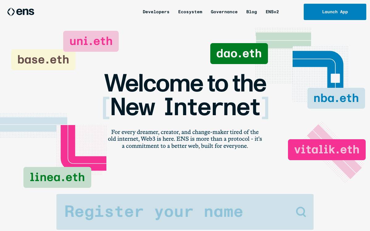 Ethereum Name Services (ENS) website preview