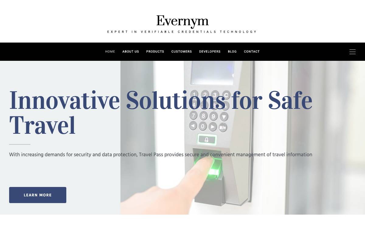 Evernym website preview