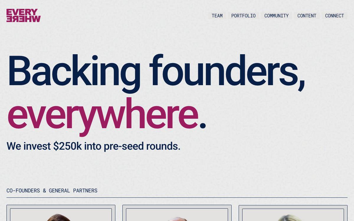 Everywhere Ventures website preview