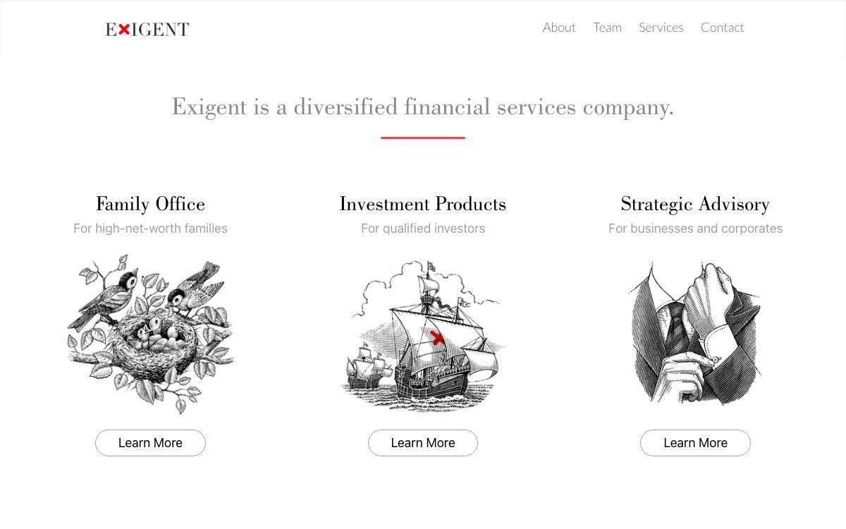 Exigent Capital website preview