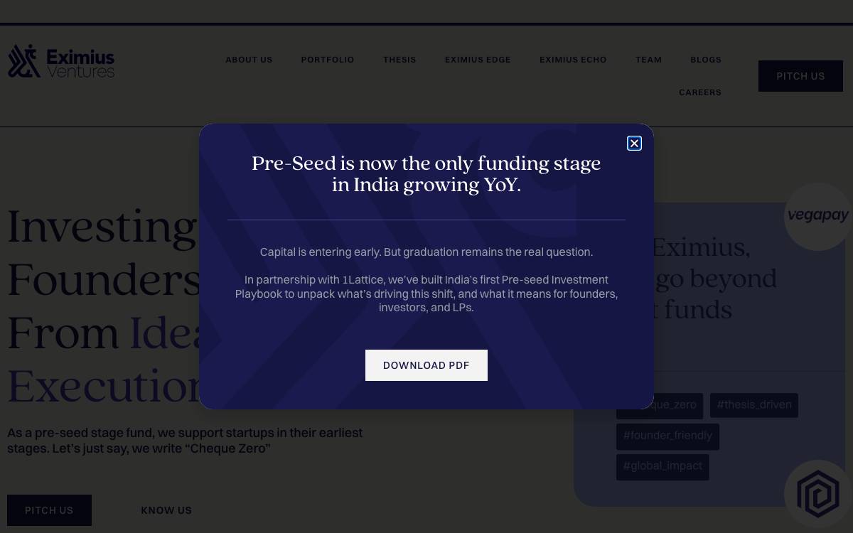Eximius Ventures website preview