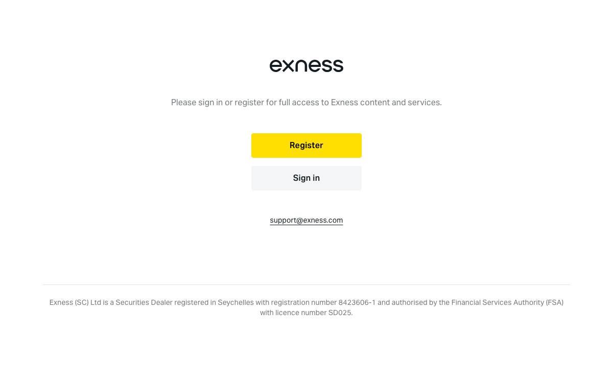 Exness website preview
