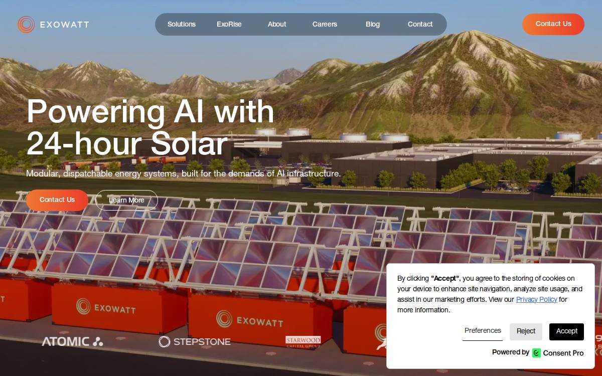 Exowatt website preview