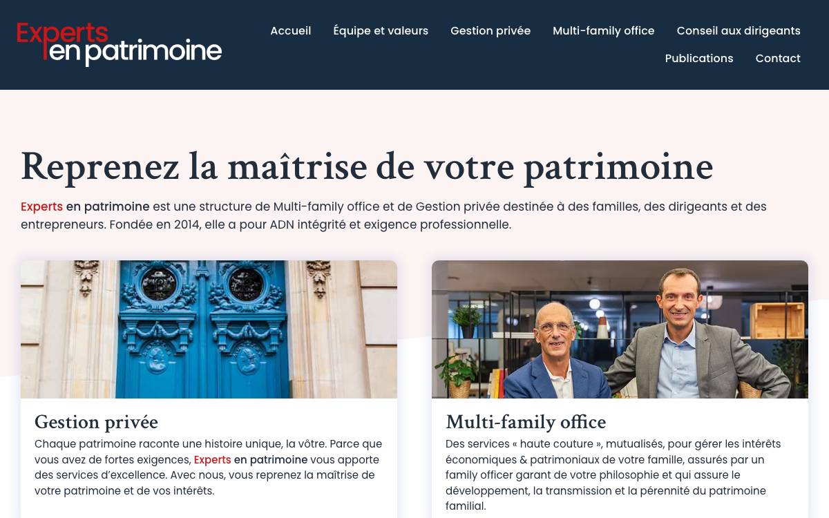 Experts en patrimoine website preview