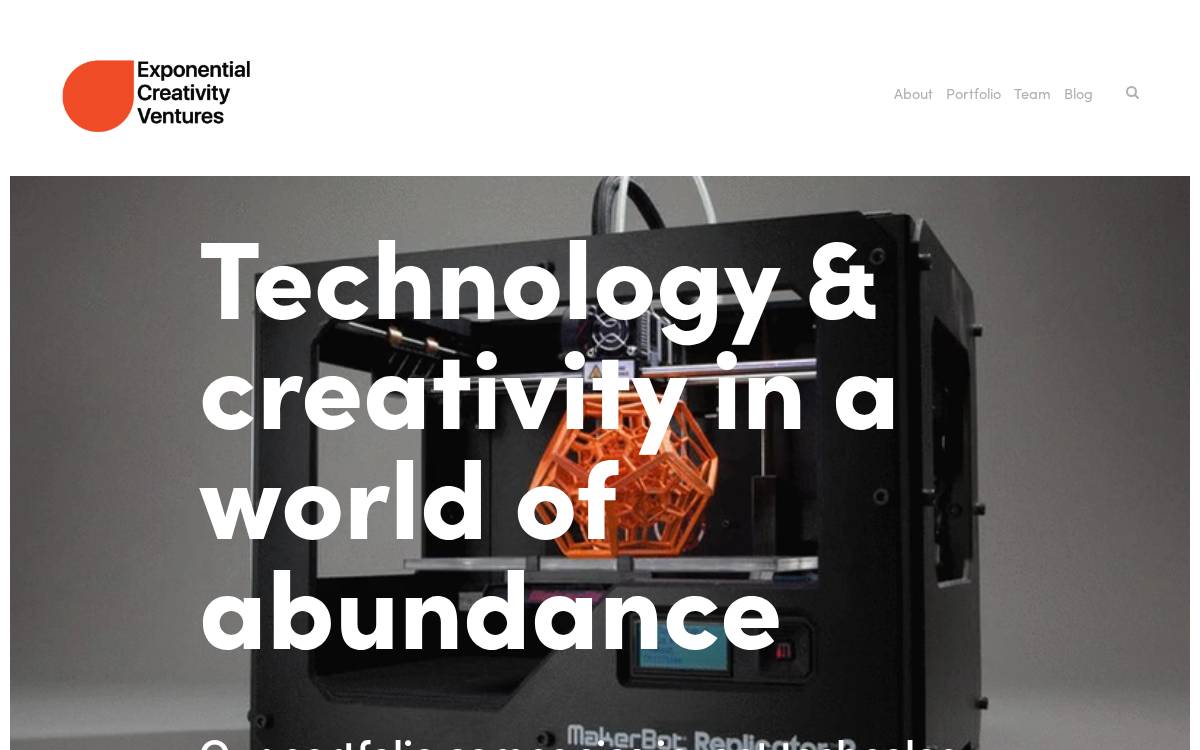 Exponential Creativity Ventures website preview