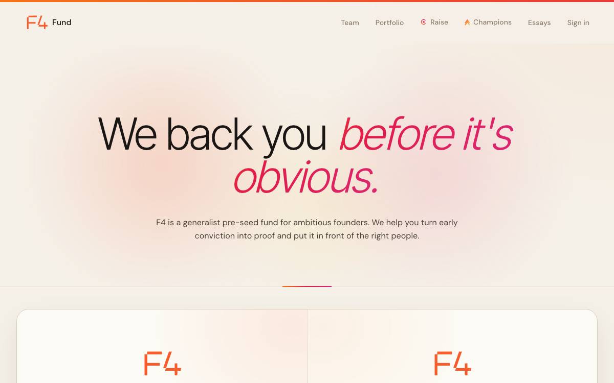 F4 Fund website preview