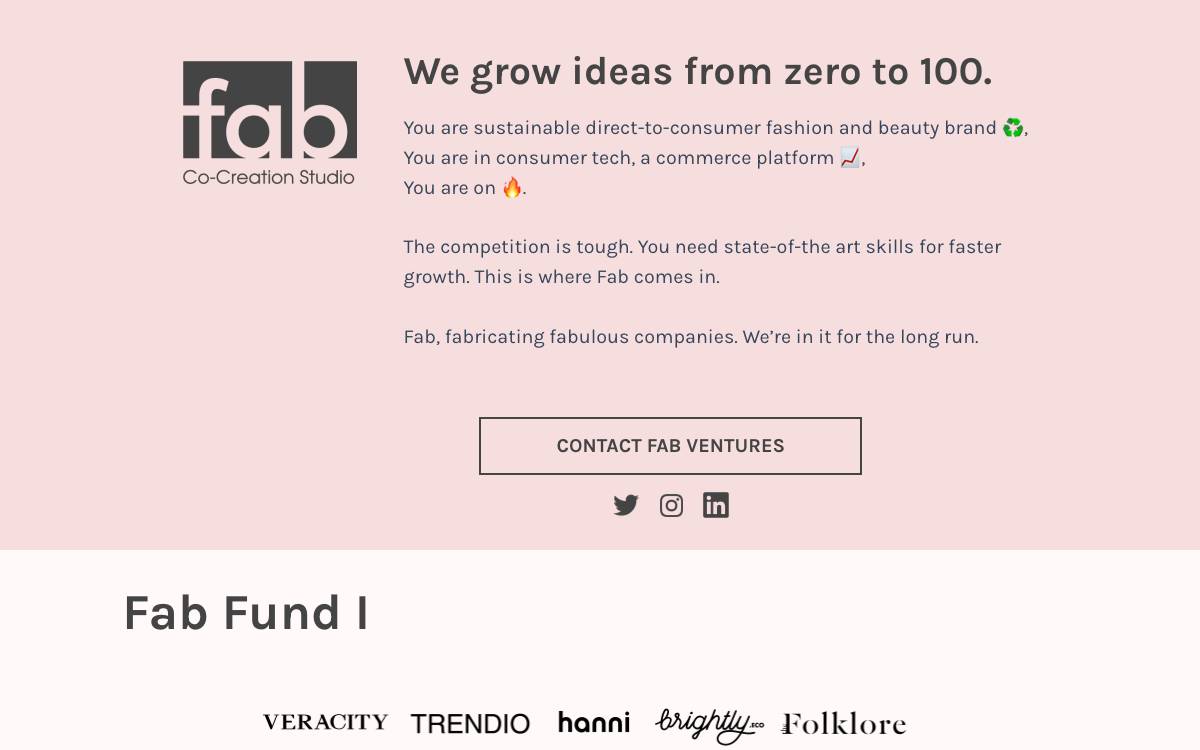 Fab Co-Creation Studio Ventures website preview