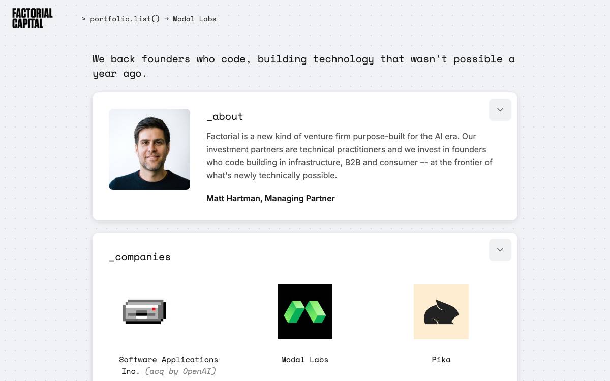 Factorial Capital website preview