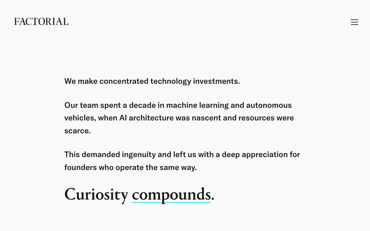 Factorial Funds website preview