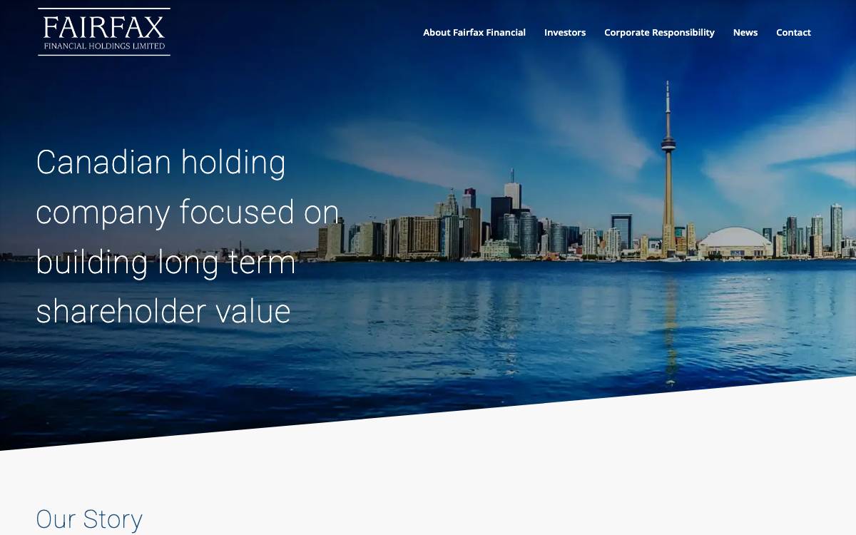 Fairfax Financial corporate venture activity website preview