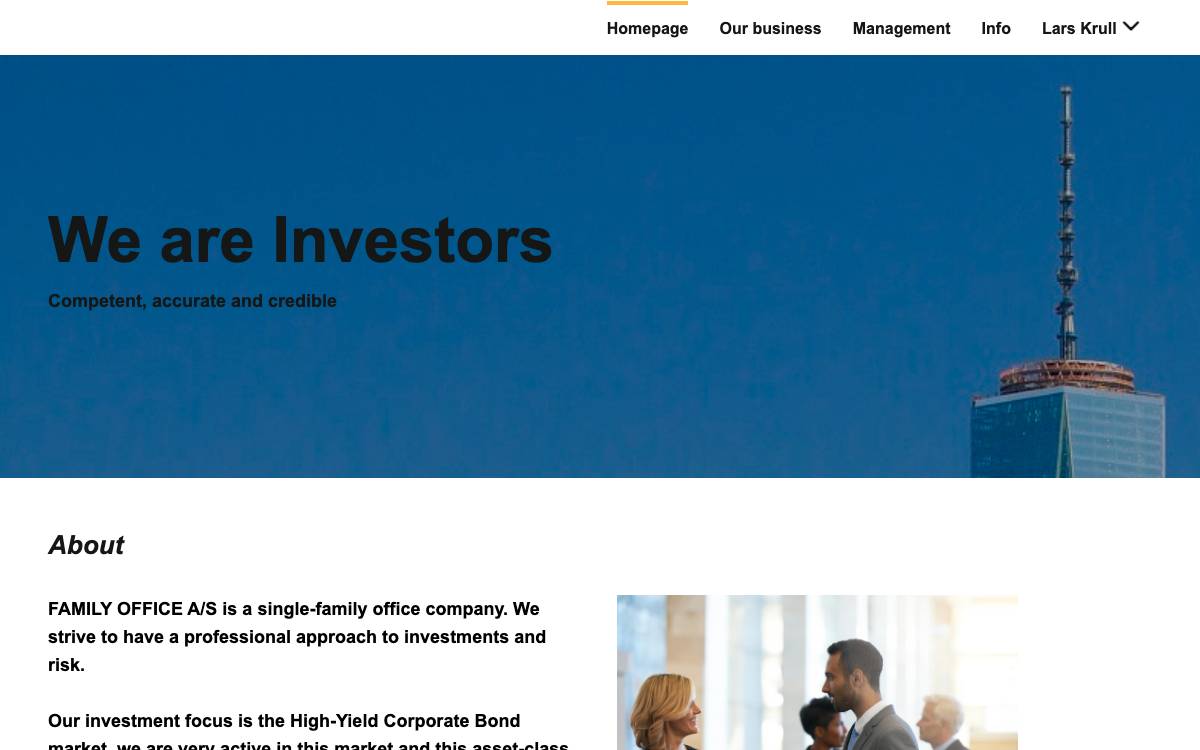 Family Office A/S (Krull Family Office) website preview