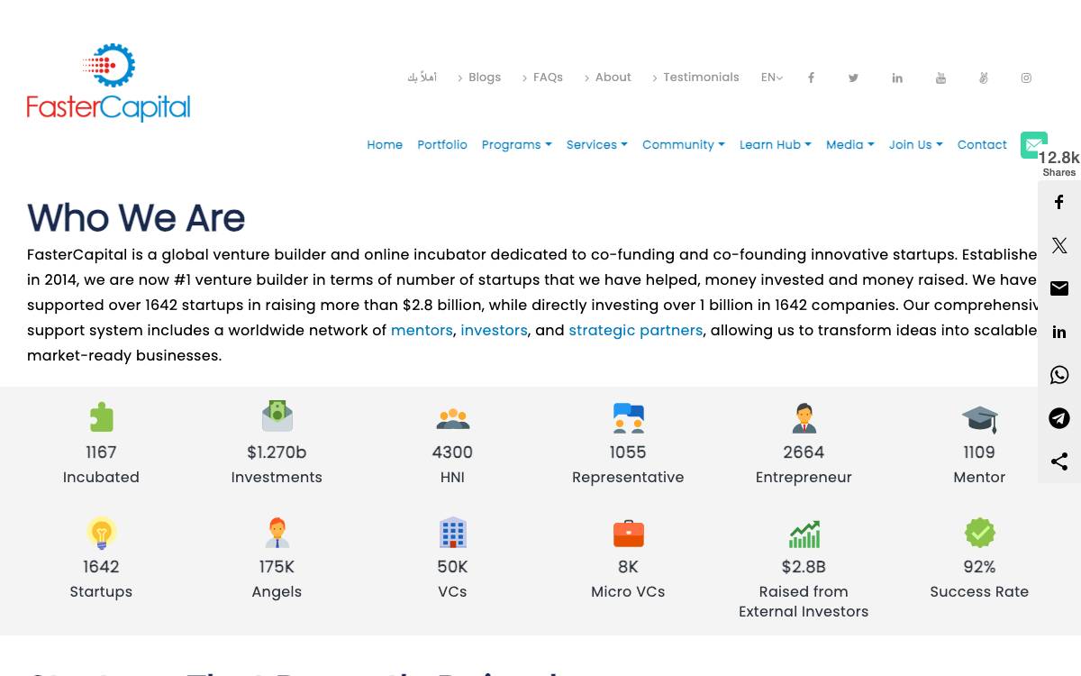 FasterCapital website preview
