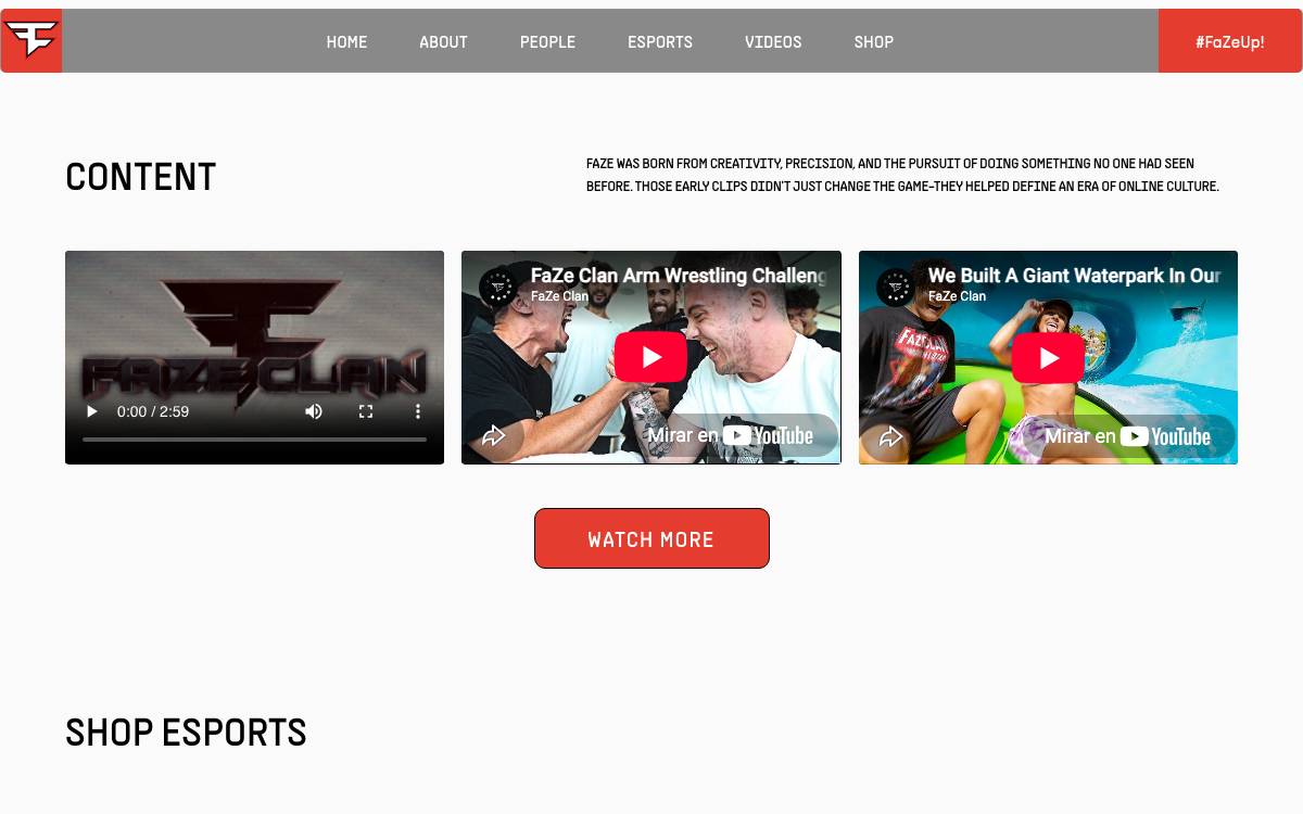 Faze Clan website preview