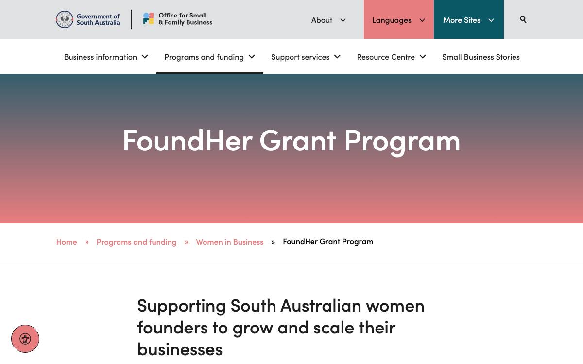 Fearless Innovator Grant website preview