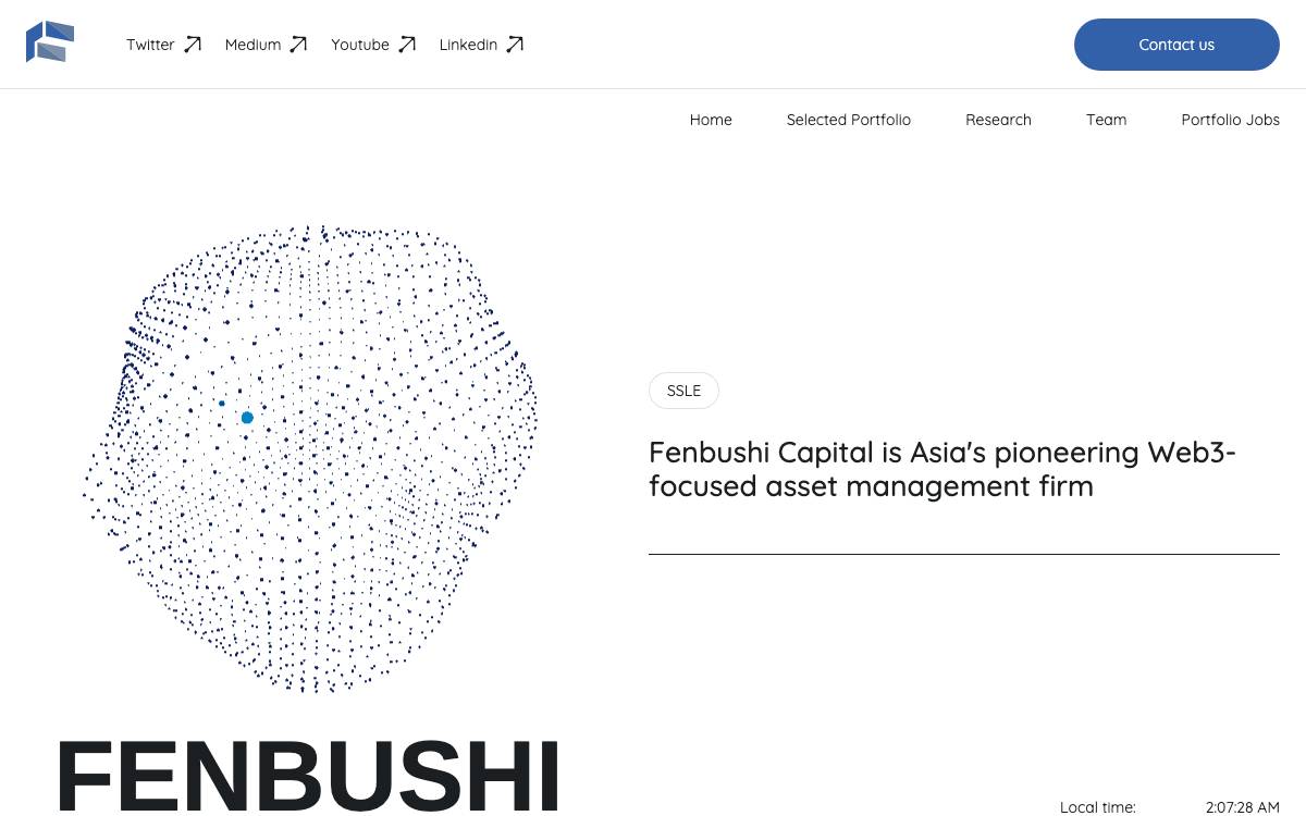 Fenbushi Capital website preview