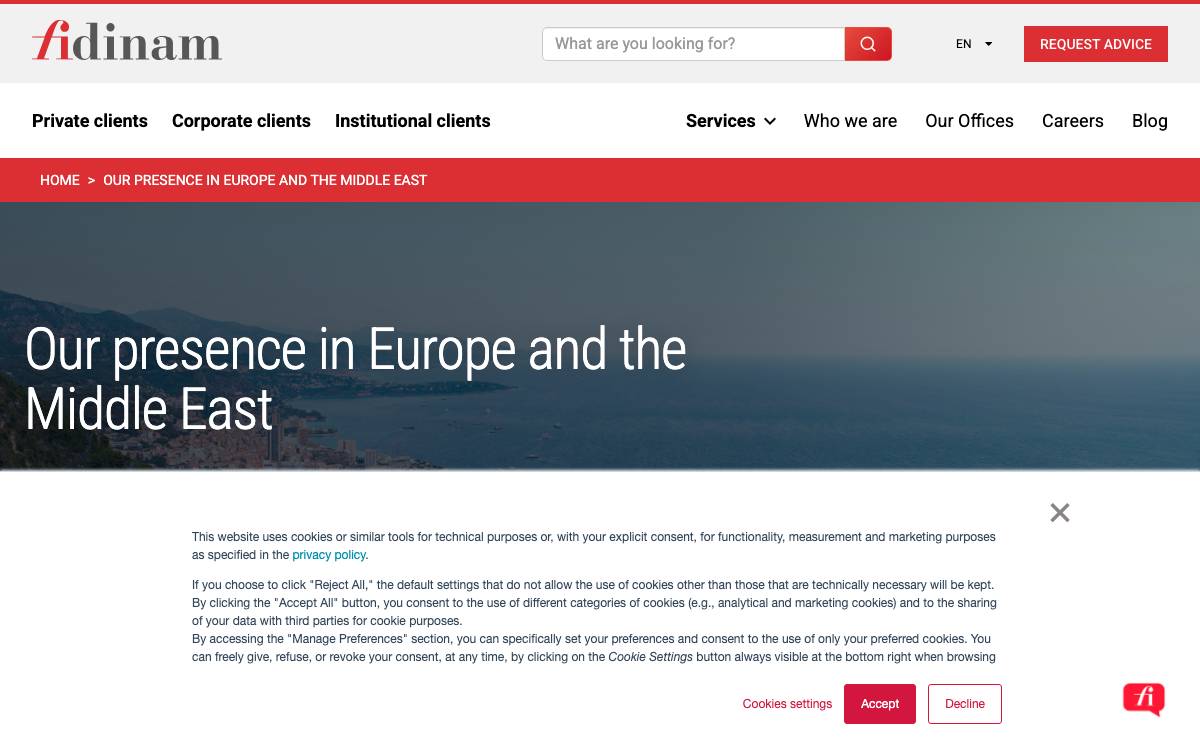Fidinam Multi Family Office website preview