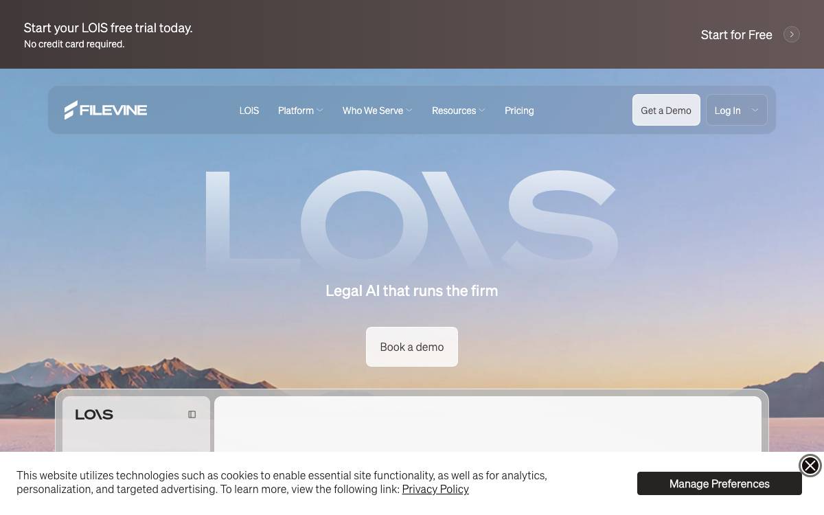 Filevine website preview