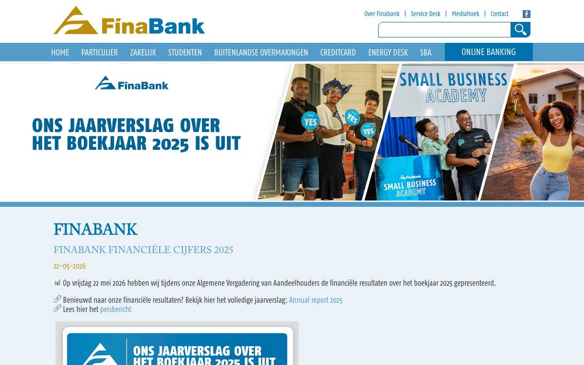 Finabank website preview