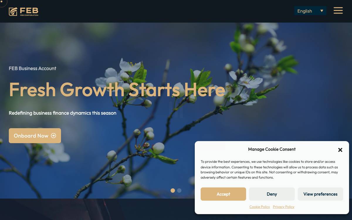 Finext Eastern Bank website preview