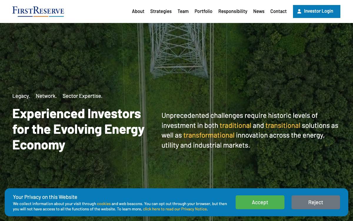 First Reserve Corporation website preview