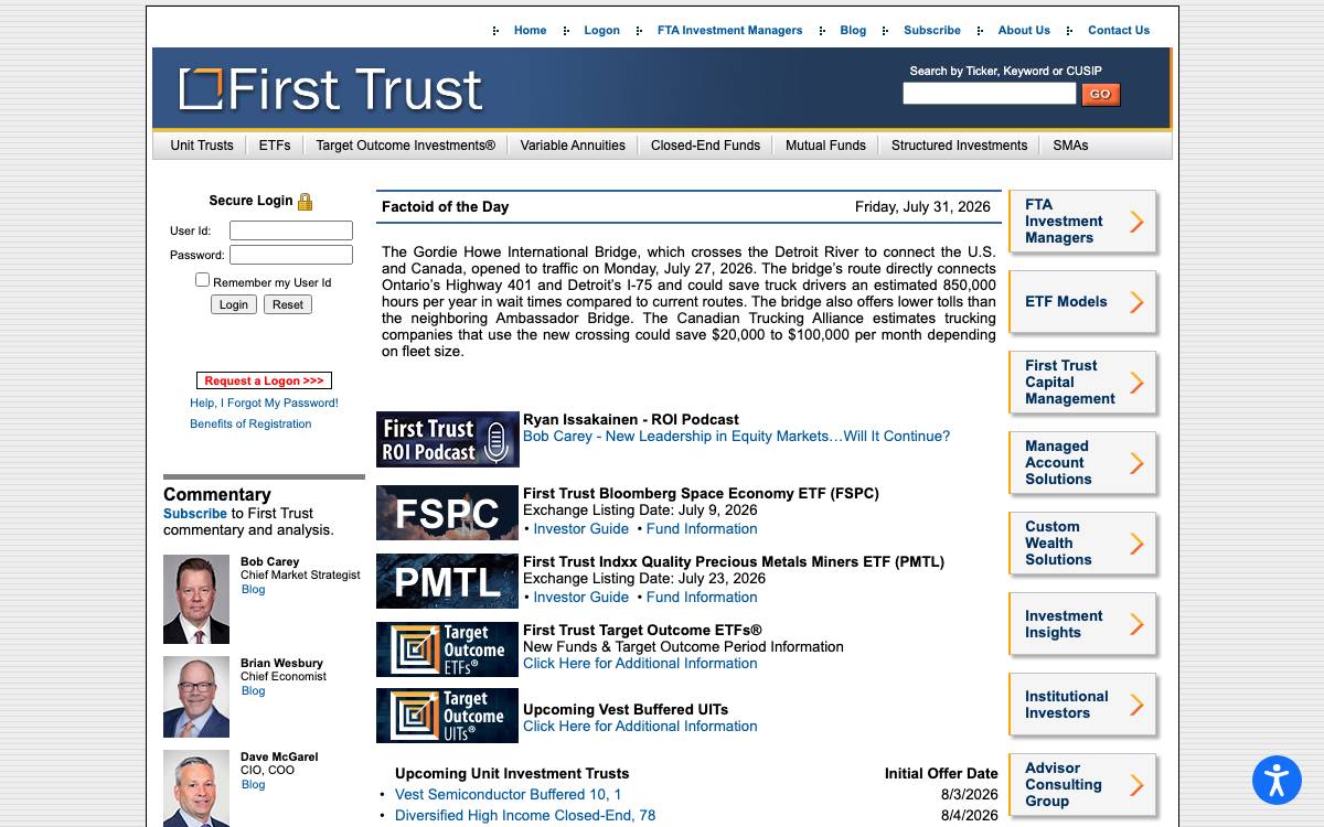 First Trust Portfolios website preview