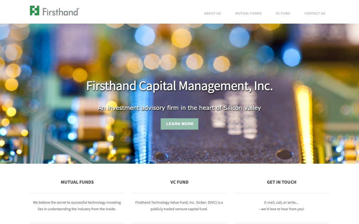 Firsthand Capital website preview