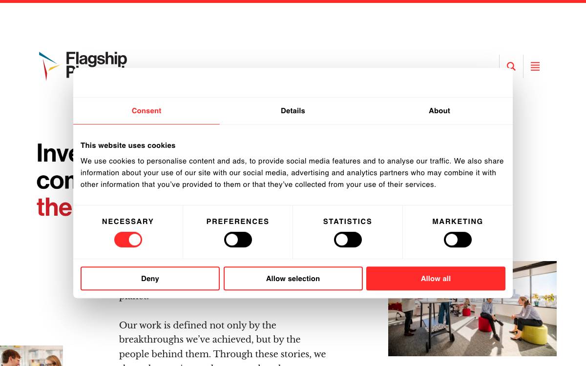 Flagship Pioneering website preview