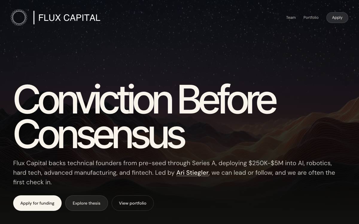 Flux Capital website preview