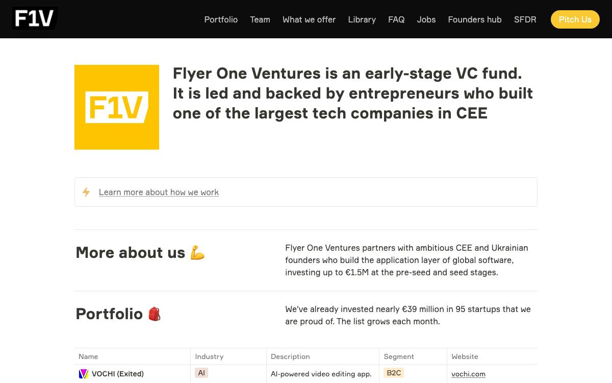 Flyer One Ventures website preview