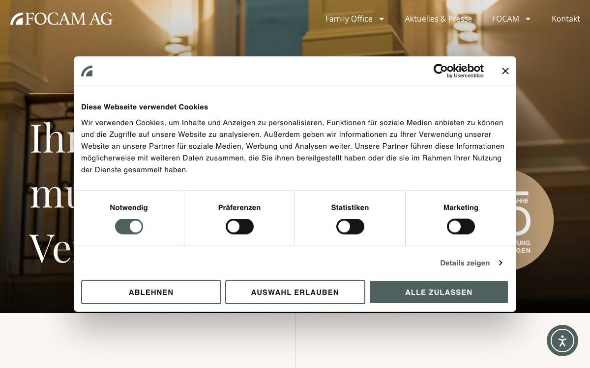 FOCAM AG website preview