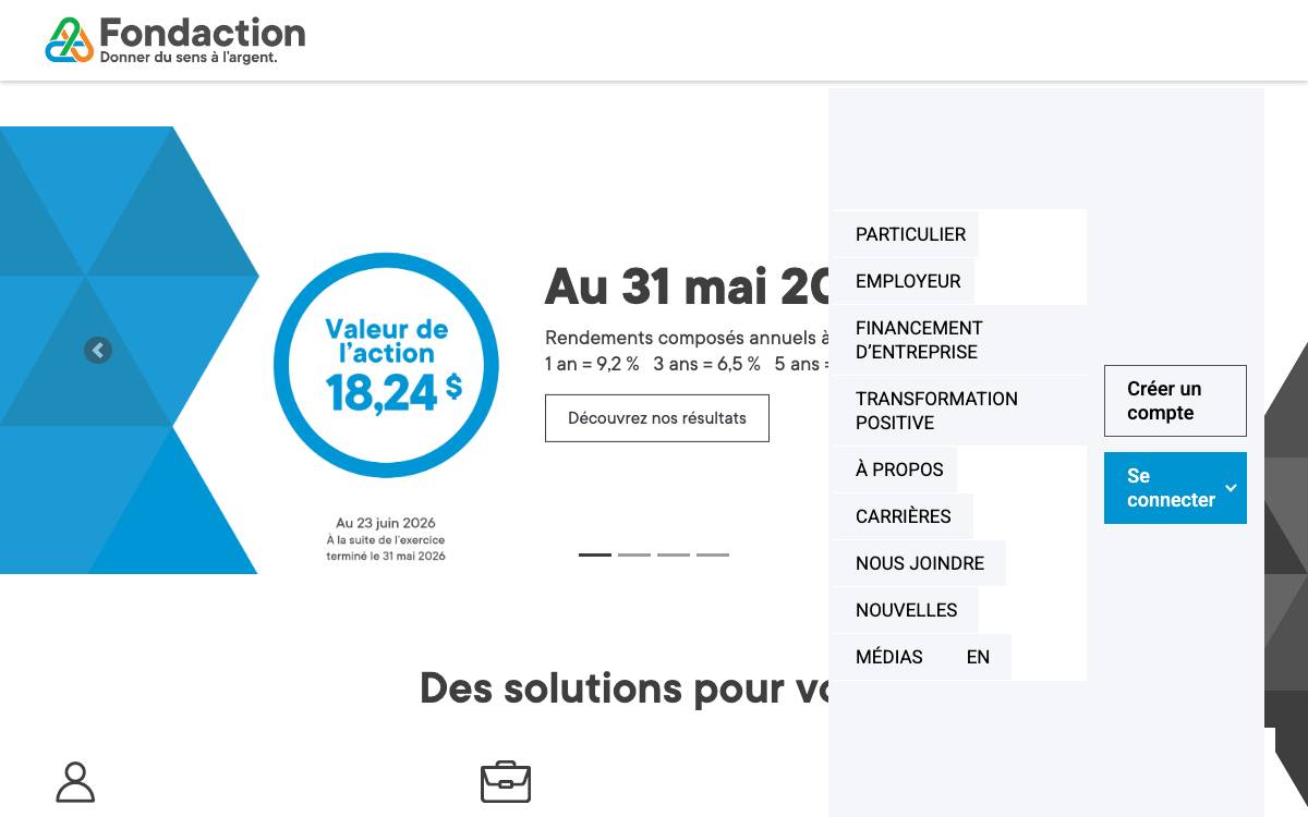 Fondaction website preview