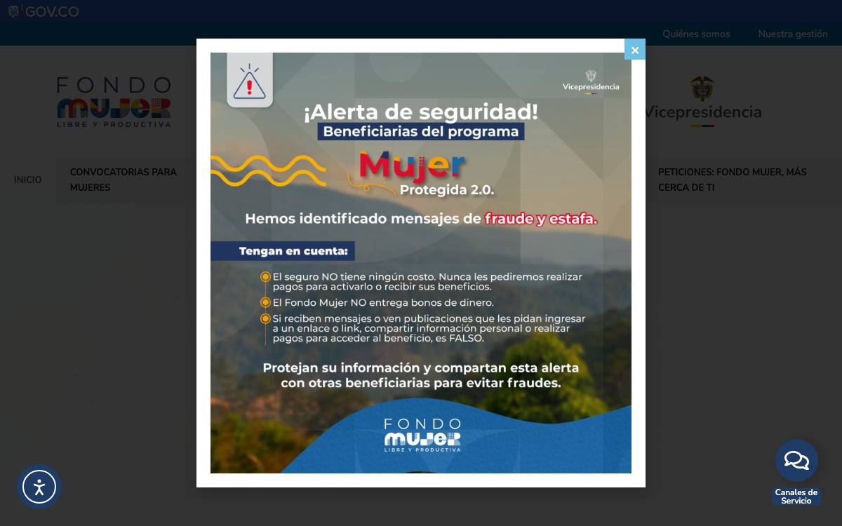 Fondo Mujer Libre y Productiva website preview